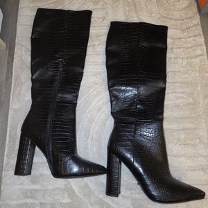 Billini Black Croc-Embossed Knee-High Boots – Size 8 (Brand New, No Box)